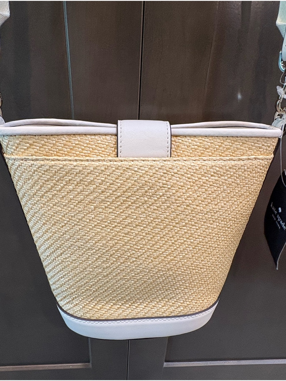 Kate Spade Audrey Mini Bucket Straw Crossbody Bag - Picture 12 of 16